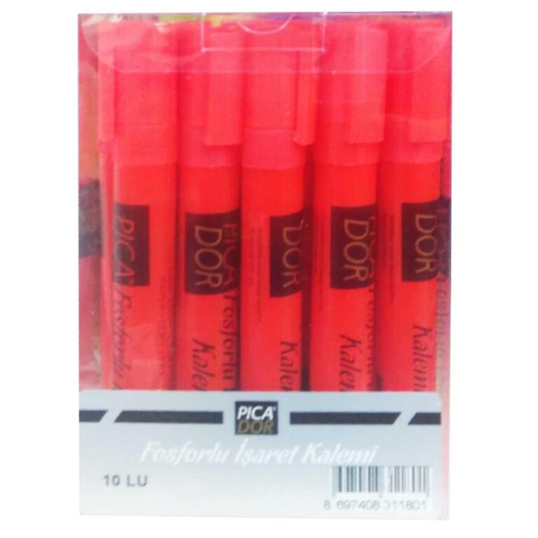 picador fosforlu kalem kirmizi 421 10 lu 1 paket 10 adet 236671.jpg