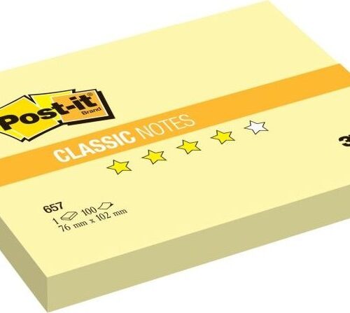 Post-İt Yapışkanlı Not Kağıdı 100 Yaprak 76X102Mm Sarı 657 (12 Koçan)