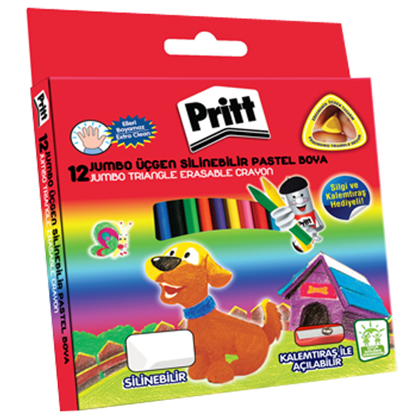 pritt pastel boya 12 renk jumbo ucgen silinebilir 1655739 56371.png