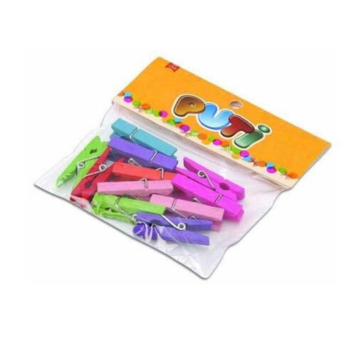 Puti Ahşap Büyük Mandal Renkli 8801 (12 Li Paket)