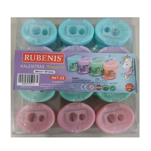 Rubenis Kalemtraş Pastel 4 Renkli Oval Çift Açacaklı Rkt-23 (12 Li Paket)