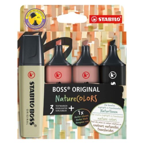 Stabilo Fosforlu Kalem (İşaret Kalemi) Boss Naturecolors 4Er S-Y-K-G 70/4-2-3 (4 Lü Set)