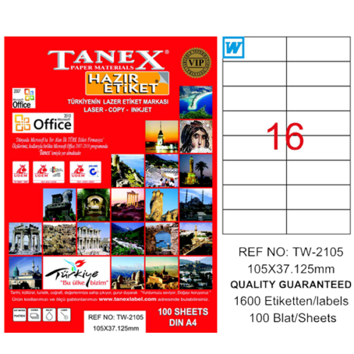 Tanex Tw-2105 Lazer Etiket 105X37 Mm Tw2105Las10100