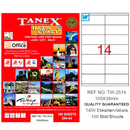 Tanex Tw-2514 Lazer Etiket 105X38 Mm