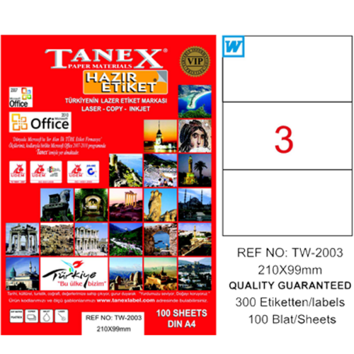 Tanex Tw-2003 Lazer Etiket 210X99 Tw2003Las10100