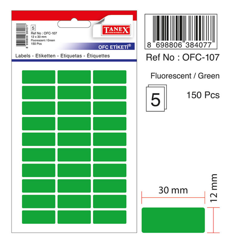 tanex ofc 107 ofis etiketi posetli 12x30 mm fosforlu yesil 10 lu paket 232003.jpg