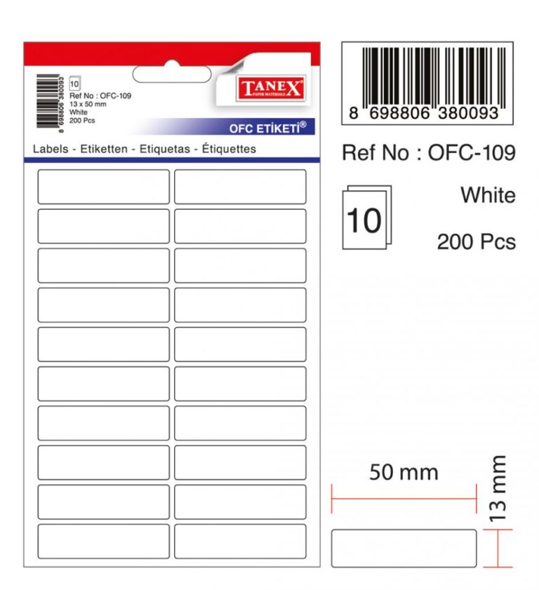 tanex ofc 109 ofis etiketi posetli 13x50 mm beyaz 10 lu paket 232671.jpg