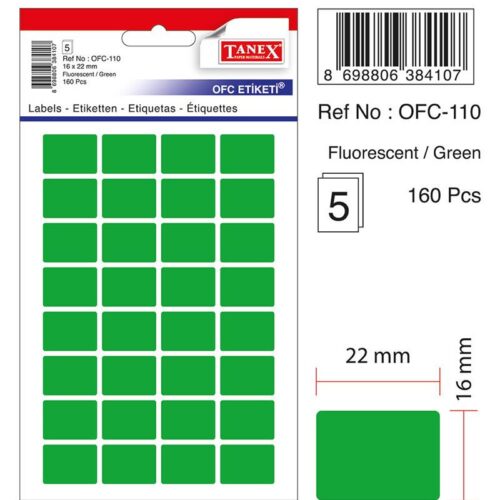 Tanex Ofc-116 Ofis Etiketi Fosforlu Yeşil 1105105