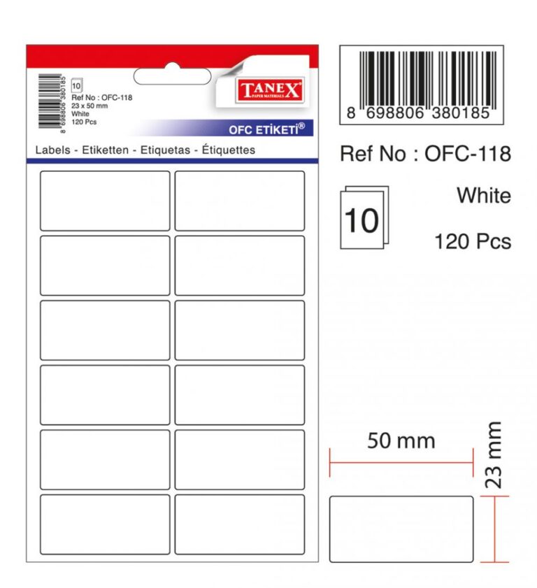 tanex ofc 118 ofis etiketi posetli 23x50 mm beyaz 10 lu paket 232674.jpg