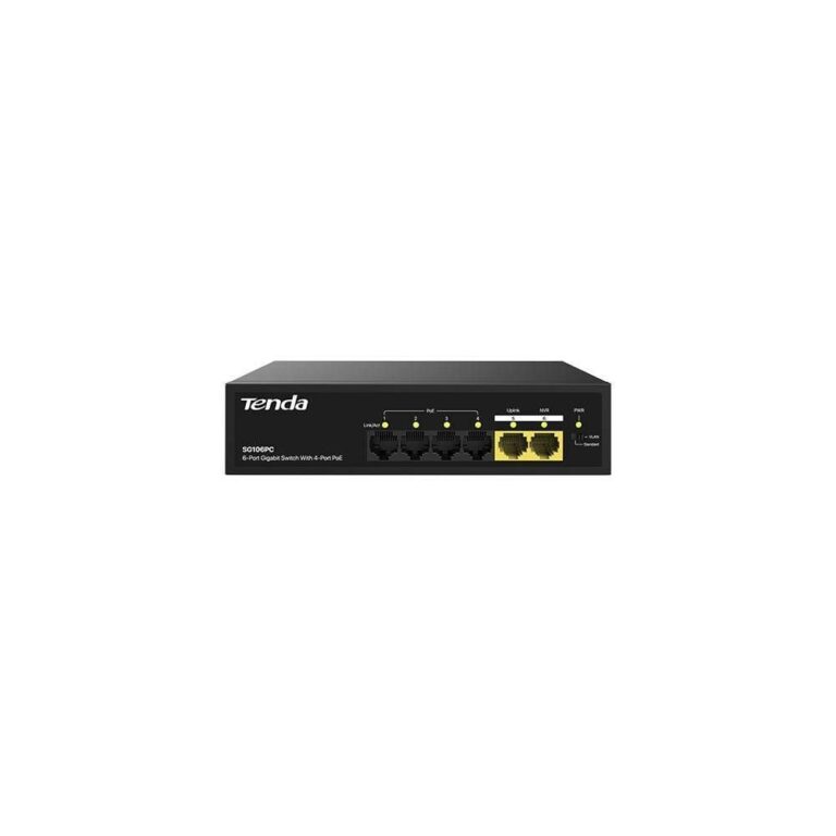 tenda s106pc 6 port 4 port poe 10 100 mbps 2 port uplink switch celik kasa rack mount 470585.jpg